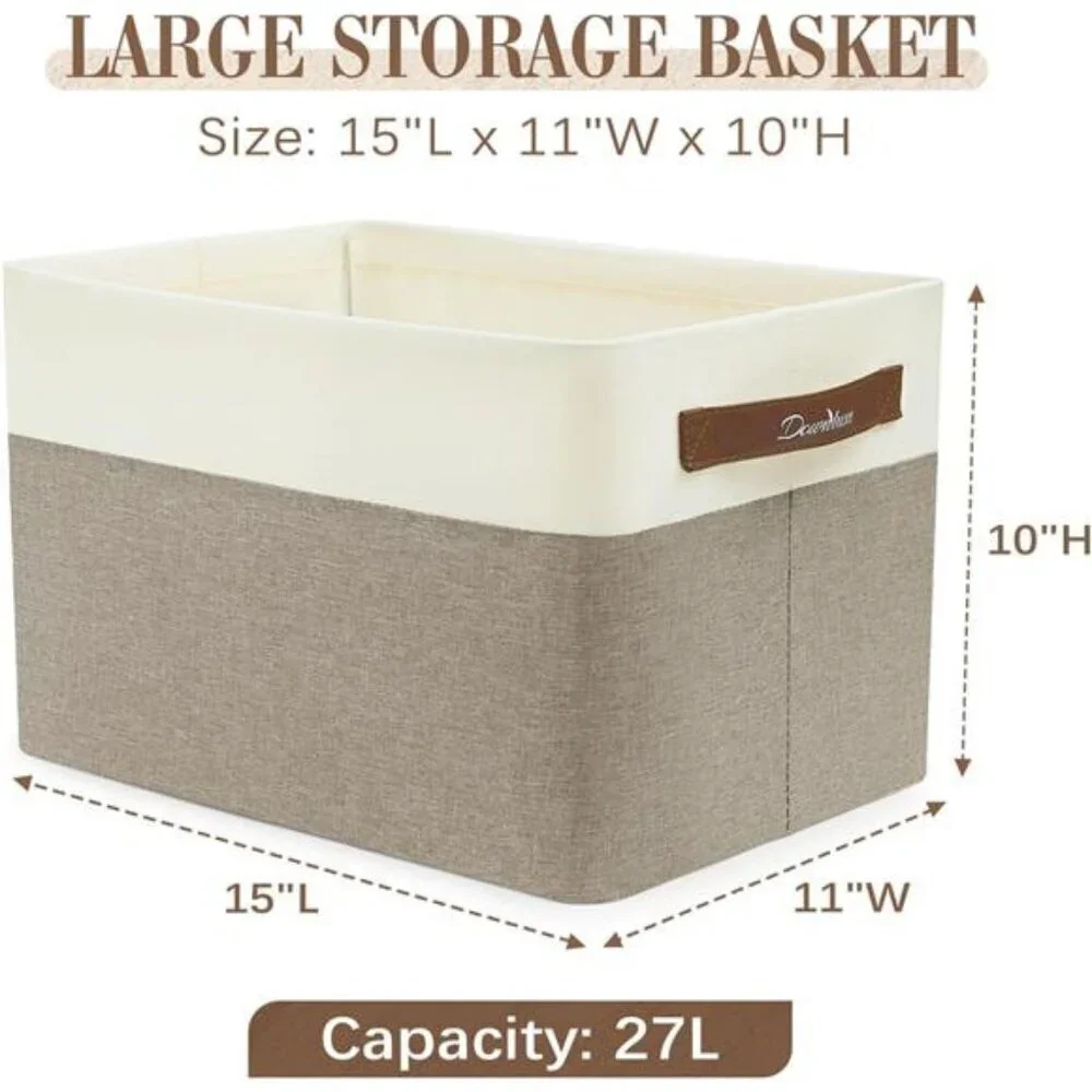 Collapsible Fabric Storage Bins Set of 3 Large Shelf Organizers with Handles